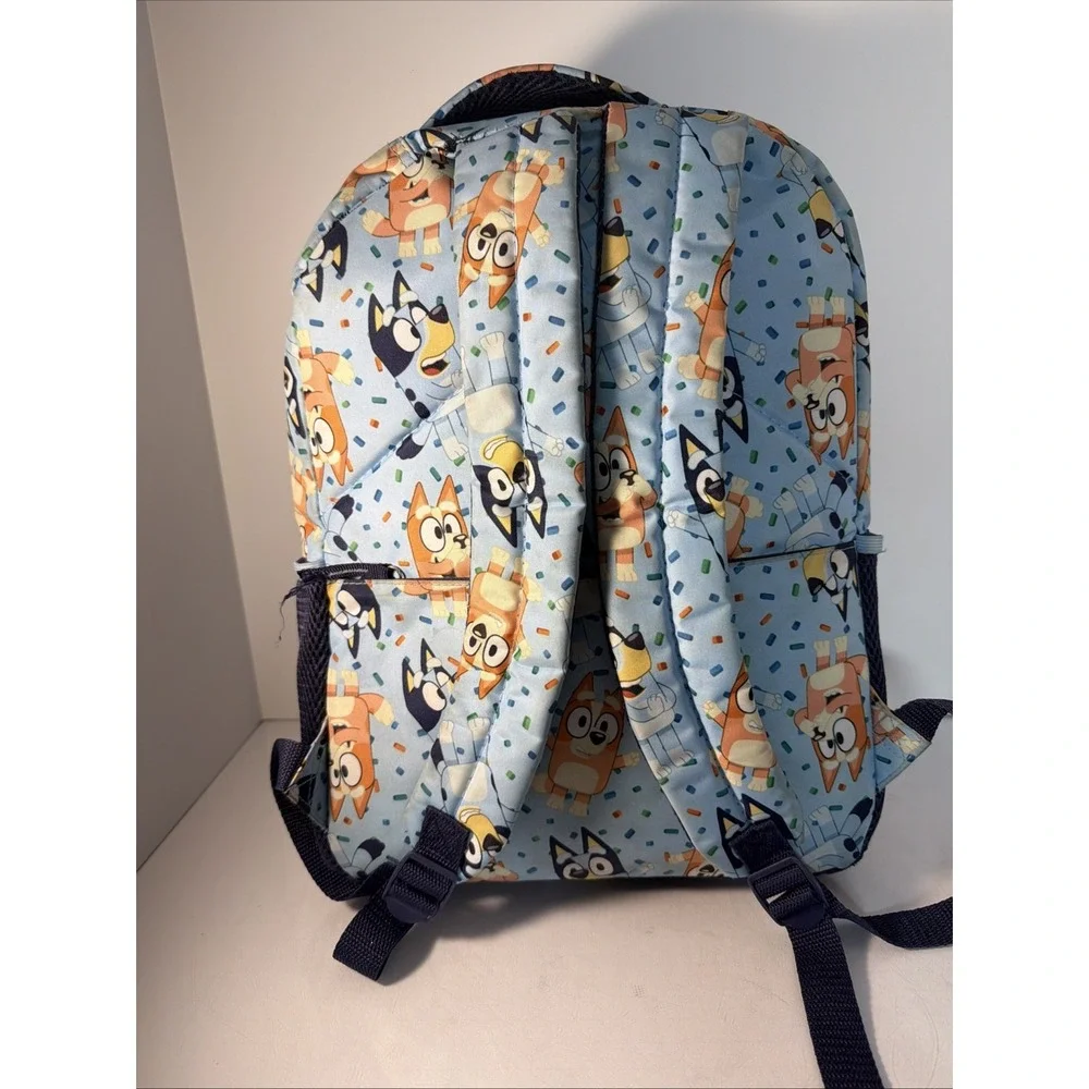 & Bingo Backpack for Girls & Boys, Multi Pocket Bookbag with Adjustable Bluey